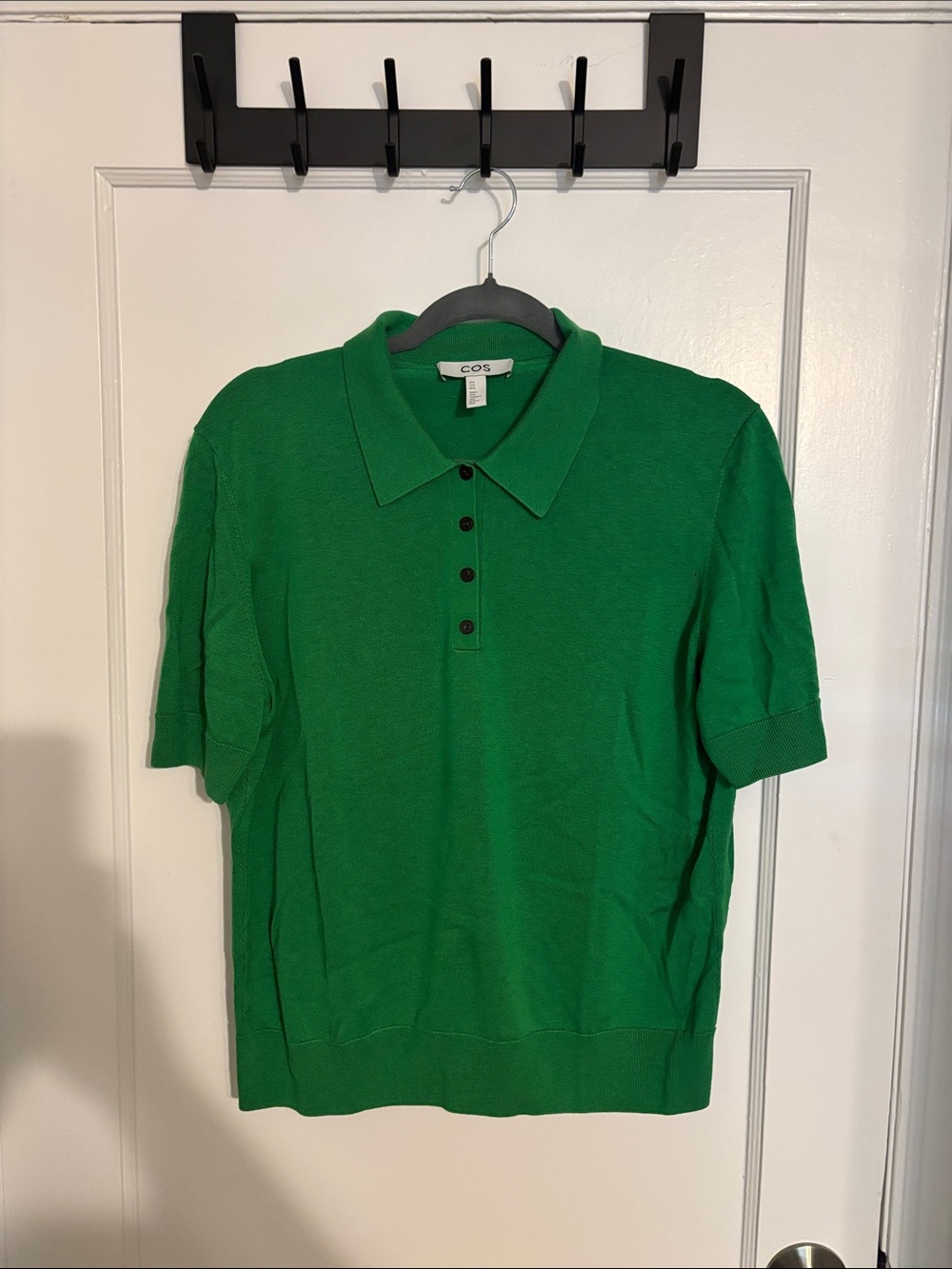 COS Bright Green Short-Sleeve Knit Polo